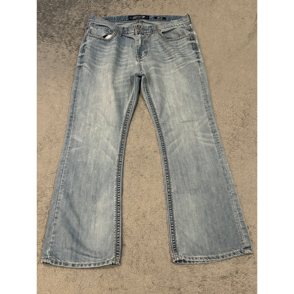 Seven7 Mens Bootcut Jeans Light Wash Denim Size 36x32 Blue Classic Fit
